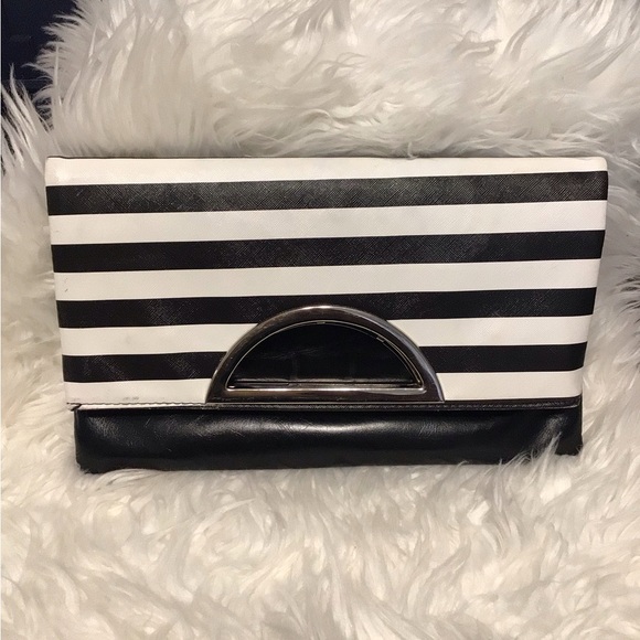 Black and White Striped Clutch - Picture 1 of 4